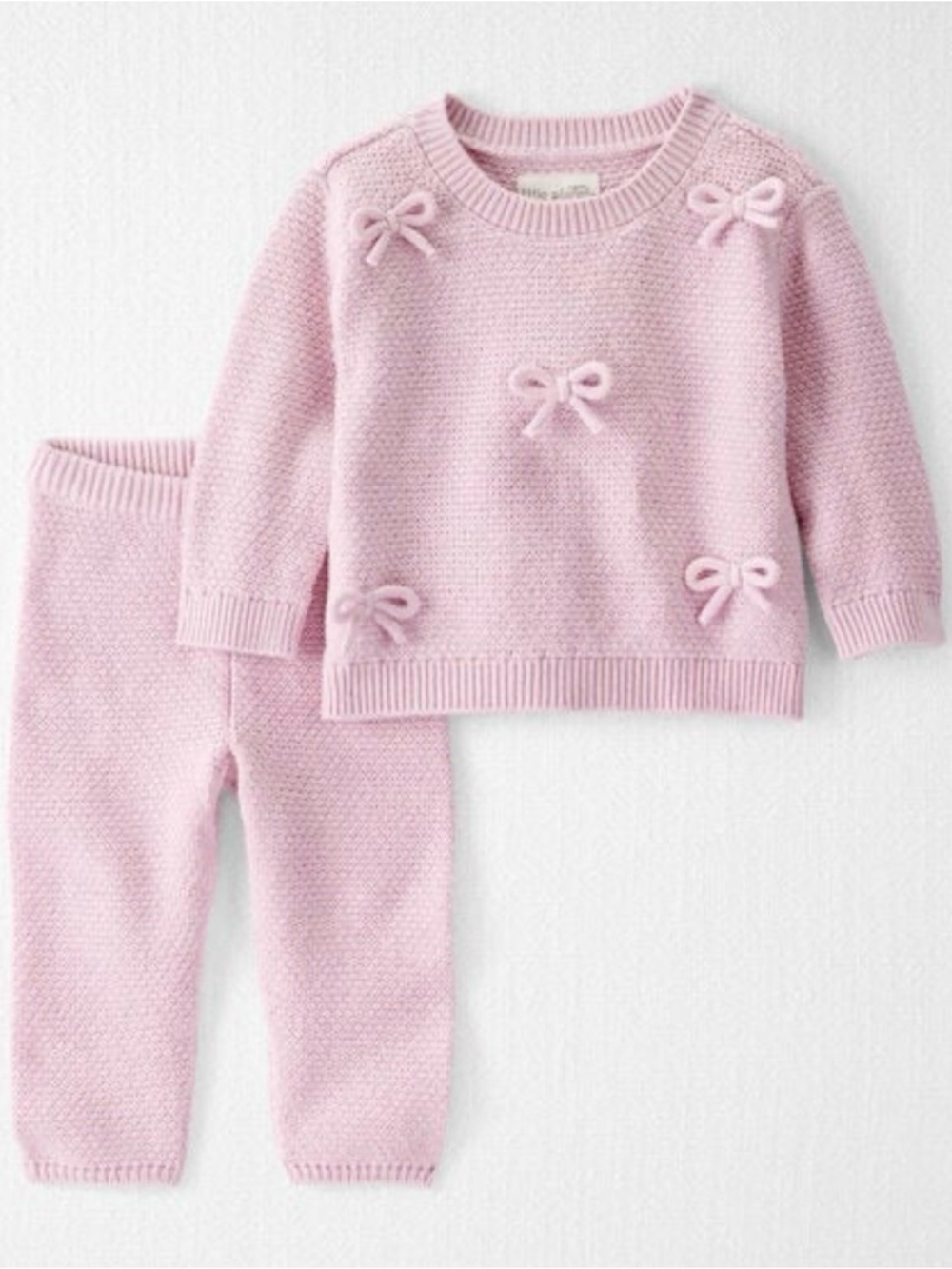 Little Planet by Carter’s Organic Cotton Bow Sweater Knit Set On Daylily Pink